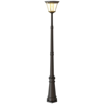 LAMPIONE DA GIARDINO A ENERGIA SOLARE CON SENSORE PIR, IN ALLUMINIO E VETRO, 26X24X220 CM, NERO