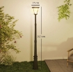 LAMPIONE DA GIARDINO A ENERGIA SOLARE CON SENSORE PIR, IN ALLUMINIO E VETRO, 26X24X220 CM, NERO