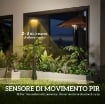LAMPIONE DA GIARDINO A ENERGIA SOLARE CON SENSORE PIR, IN ALLUMINIO E VETRO, 26X24X220 CM, NERO