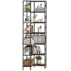 LIBRERIA ANGOLARE INDUSTRIALE A 7 LIVELLI, IN LEGNO E ACCIAIO, 60X60X198 CM, MARRONE RUSTICO