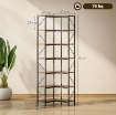 LIBRERIA ANGOLARE INDUSTRIALE A 7 LIVELLI, IN LEGNO E ACCIAIO, 60X60X198 CM, MARRONE RUSTICO