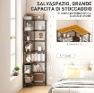 LIBRERIA ANGOLARE INDUSTRIALE A 7 LIVELLI, IN LEGNO E ACCIAIO, 60X60X198 CM, MARRONE RUSTICO