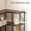LIBRERIA ANGOLARE INDUSTRIALE A 7 LIVELLI, IN LEGNO E ACCIAIO, 60X60X198 CM, MARRONE RUSTICO