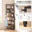 LIBRERIA ANGOLARE INDUSTRIALE A 7 LIVELLI, IN LEGNO E ACCIAIO, 60X60X198 CM, MARRONE RUSTICO