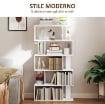 LIBRERIA ASIMMETRICA A S A 5 LIVELLI CON 10 RIPIANI APERTI, IN LEGNO, 80X24X159 CM, BIANCO