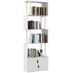 LIBRERIA MODERNA CON 5 RIPIANI E ARMADIETTO A 2 ANTE IN LEGNO, 60X23.8X179.2 CM, BIANCO