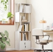 LIBRERIA MODERNA CON 5 RIPIANI E ARMADIETTO A 2 ANTE IN LEGNO, 60X23.8X179.2 CM, BIANCO