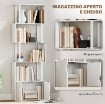 LIBRERIA MODERNA CON 5 RIPIANI E ARMADIETTO A 2 ANTE IN LEGNO, 60X23.8X179.2 CM, BIANCO