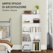 MOBILE LIBRERIA A 4 RIPIANI CON 2 SCAFFALI FLESSIBILI IN LEGNO 60X24X115.5 CM BIANCO
