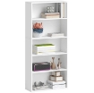MOBILE LIBRERIA A 5 RIPIANI CON 3 SCAFFALI FLESSIBILI IN LEGNO 60X24X133.5 CM BIANCO