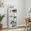 MOBILE LIBRERIA A 5 RIPIANI CON 3 SCAFFALI FLESSIBILI IN LEGNO 60X24X133.5 CM BIANCO