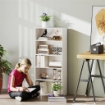 MOBILE LIBRERIA A 5 RIPIANI CON 3 SCAFFALI FLESSIBILI IN LEGNO 60X24X133.5 CM BIANCO