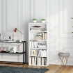 MOBILE LIBRERIA A 5 RIPIANI CON 3 SCAFFALI FLESSIBILI IN LEGNO 60X24X133.5 CM BIANCO