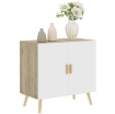 MOBILE MULTIUSO CON RIPIANO REGOLABILE SU 3 LIVELLI E BASE RIALZATA IN LEGNO 76X41.2X74 CM BIANCO E ROVERE