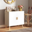 MOBILE MULTIUSO CON RIPIANO REGOLABILE SU 3 LIVELLI E BASE RIALZATA IN LEGNO 76X41.2X74 CM BIANCO E ROVERE