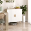 MOBILE MULTIUSO CON RIPIANO REGOLABILE SU 3 LIVELLI E BASE RIALZATA IN LEGNO 76X41.2X74 CM BIANCO E ROVERE