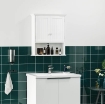 MOBILE BAGNO SOSPESO CON ARMADIETTO A 2 ANTE E RIPIANO APERTO, MENSOLA INTERNA REGOLABILE, BIANCO