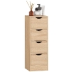 MOBILE BAGNO SALVASPAZIO CON 4 CASSETTI E MANIGLIE INTAGLIATE STILE NORDICO, 29X29X83 CM, LEGNO NATURALE