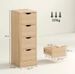 MOBILE BAGNO SALVASPAZIO CON 4 CASSETTI E MANIGLIE INTAGLIATE STILE NORDICO, 29X29X83 CM, LEGNO NATURALE
