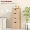 MOBILE BAGNO SALVASPAZIO CON 4 CASSETTI E MANIGLIE INTAGLIATE STILE NORDICO, 29X29X83 CM, LEGNO NATURALE
