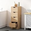 MOBILE BAGNO SALVASPAZIO CON 4 CASSETTI E MANIGLIE INTAGLIATE STILE NORDICO, 29X29X83 CM, LEGNO NATURALE