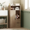MOBILE BAGNO SALVASPAZIO SLIM CON 2 CASSETTI, RIPIANI E ARMADIETTO, 50X25X100 CM, LEGNO NATURALE
