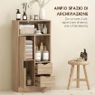 MOBILE BAGNO SALVASPAZIO SLIM CON 2 CASSETTI, RIPIANI E ARMADIETTO, 50X25X100 CM, LEGNO NATURALE