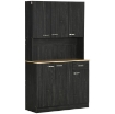 MOBILE DISPENSA ALTO IN LEGNO CON CASSETTI E ARMADIETTI, 101X39X180 CM, NERO