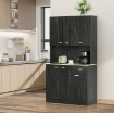 MOBILE DISPENSA ALTO IN LEGNO CON CASSETTI E ARMADIETTI, 101X39X180 CM, NERO