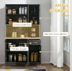 MOBILE DISPENSA ALTO IN LEGNO CON CASSETTI E ARMADIETTI, 101X39X180 CM, NERO