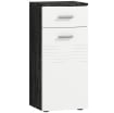 MOBILE BAGNO CON CASSETTO E ARMADIETTO IN LEGNO, 35X30X77.5CM, BIANCO E NERO
