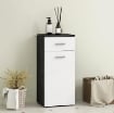 MOBILE BAGNO CON CASSETTO E ARMADIETTO IN LEGNO, 35X30X77.5CM, BIANCO E NERO