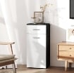 MOBILE BAGNO CON CASSETTO E ARMADIETTO IN LEGNO, 35X30X77.5CM, BIANCO E NERO