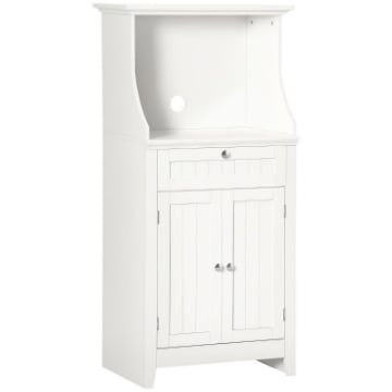 MOBILE CUCINA PER MICROONDE CON CASSETTO E ARMADIETTO 2 ANTE, 60X40X122.5 CM, BIANCO