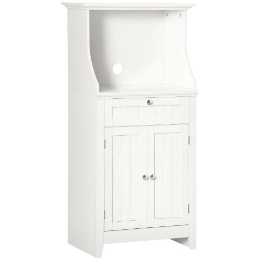 MOBILE CUCINA PER MICROONDE CON CASSETTO E ARMADIETTO 2 ANTE, 60X40X122.5 CM, BIANCO