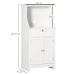 MOBILE CUCINA PER MICROONDE CON CASSETTO E ARMADIETTO 2 ANTE, 60X40X122.5 CM, BIANCO