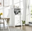 MOBILE CUCINA PER MICROONDE CON CASSETTO E ARMADIETTO 2 ANTE, 60X40X122.5 CM, BIANCO