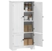 MOBILE CREDENZA DA CUCINA A 4 ANTE CON 2 ARMADIETTI E RIPIANO REGOLABILE, 58.2X30X123 CM, BIANCO