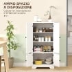 MOBILE CREDENZA DA CUCINA A 4 ANTE CON 2 ARMADIETTI E RIPIANO REGOLABILE, 58.2X30X123 CM, BIANCO