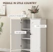MOBILE CREDENZA DA CUCINA A 4 ANTE CON 2 ARMADIETTI E RIPIANO REGOLABILE, 58.2X30X123 CM, BIANCO
