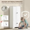 MOBILE CREDENZA DA CUCINA A 4 ANTE CON 2 ARMADIETTI E RIPIANO REGOLABILE, 58.2X30X123 CM, BIANCO