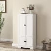 MOBILE CREDENZA DA CUCINA A 4 ANTE CON 2 ARMADIETTI E RIPIANO REGOLABILE, 58.2X30X123 CM, BIANCO