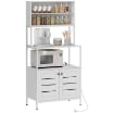MOBILE DISPENSA CON RIPIANI, ARMADIETTI E 2 PRESE DI RICARICA, IN LEGNO E ACCIAIO, 80X42X171 CM, BIANCO