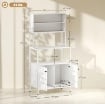MOBILE DISPENSA CON RIPIANI, ARMADIETTI E 2 PRESE DI RICARICA, IN LEGNO E ACCIAIO, 80X42X171 CM, BIANCO