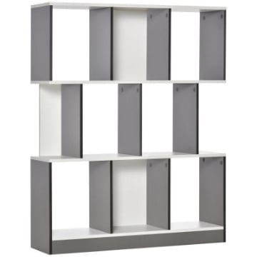 MOBILE LIBRERIA A 8 RIPIANI PER SOGGIORNO E CAMERA DA LETTO, IN LEGNO, 100X24X124 CM, GRIGIO CARBONE