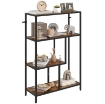 MOBILE LIBRERIA A 4 RIPIANI STILE INDUSTRIALE IN LEGNO E METALLO, 77X30X116 CM, MARRONE RUSTICO