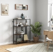 MOBILE LIBRERIA A 4 RIPIANI STILE INDUSTRIALE IN LEGNO E METALLO, 77X30X116 CM, MARRONE RUSTICO