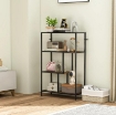 MOBILE LIBRERIA A 4 RIPIANI STILE INDUSTRIALE IN LEGNO E METALLO, 77X30X116 CM, MARRONE RUSTICO