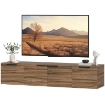 MOBILE PORTA TV SOSPESO FINO 65" CON 3 ARMADIETTI IN STILE INDUSTRIALE, MARRONE RUSTICO