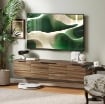 MOBILE PORTA TV SOSPESO FINO 65" CON 3 ARMADIETTI IN STILE INDUSTRIALE, MARRONE RUSTICO